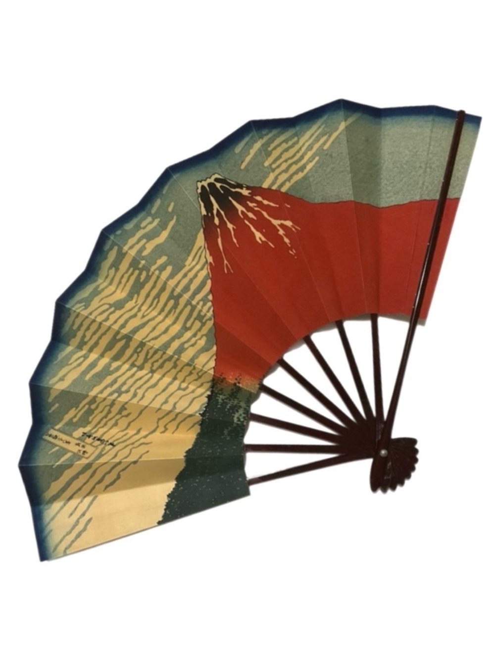 Paper Folding Fan - Red Fuji by Hokusai Folding fan featuring Katsushika